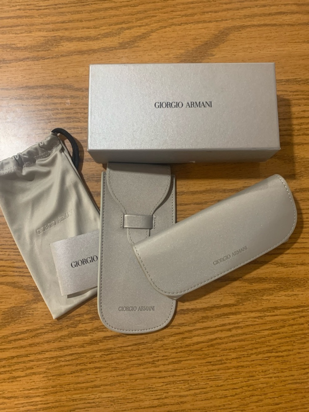 Giorgio Armani Silver-Gray Eyewear Case and Pouch Set